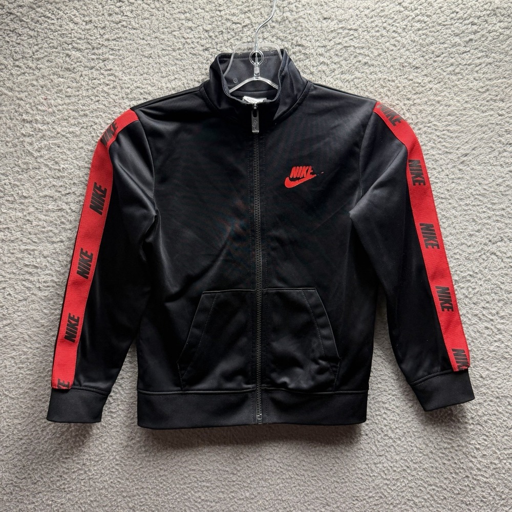 Nike Jacket Boys Size 7 Black & Red Tricot Jogging Track Suit Jacket Boys Size 7